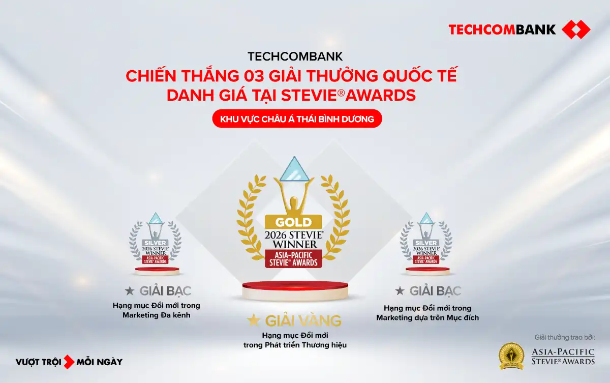 Techcombank chinh phục hội đồng giám khảo quốc tế Stevie Awards 3 năm liên tiếp