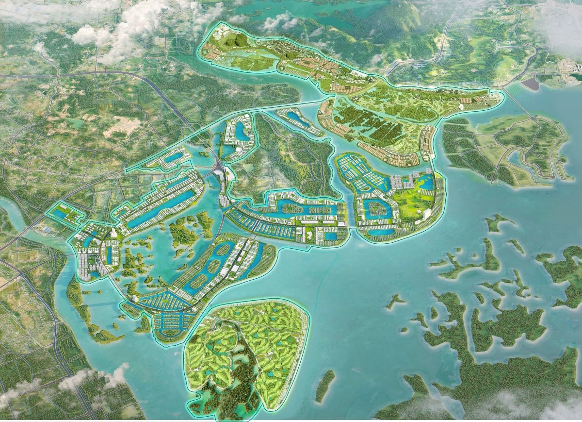 Vinhomes Global Gate Hạ Long được quy hoạch là “thành phố kỳ quan kết nối toàn cầu bên vịnh di sản quốc tế”, có khả năng kết nối với Thủ đô chỉ trong 23 phút thông qua đường sắt cao tốc Hà Nội - Quảng Ninh. Ảnh: Vinhomes.